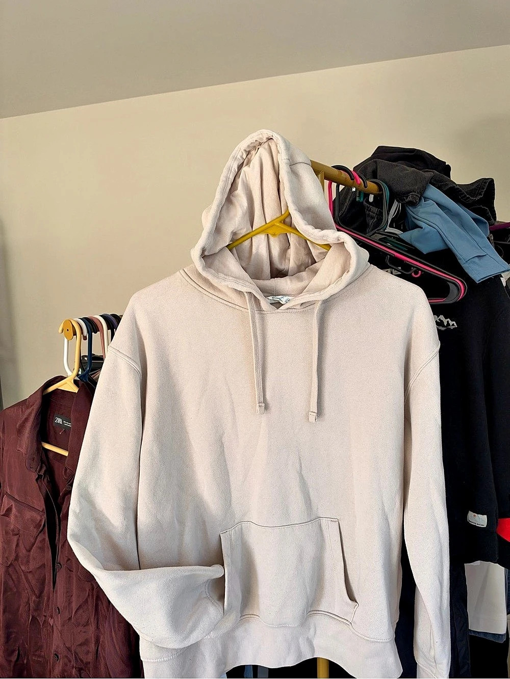 Hooded Pullover Hoodie Beige